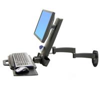 Ergotron Combo Arm Serie 200 Monitor-wandbeugel 1-voudig 25,4 cm (10) - 61,0 cm (24) Zwart Toetsenbordhouder, Kantelbaar, Zwenkbaar, Roteerbaar