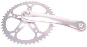 Kettingwiel/crankset alu 46 tands 170 mm 1/8 3/32 zilver