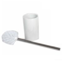 Wc/toiletborstel inclusief houder wit 37 cm van RVS /keramiek   - - thumbnail