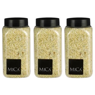 Mica Decorations decoratie stenen/granulaat - 3x - 650ml - geel - hobby steentjes