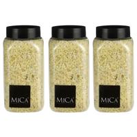 Mica Decorations decoratie stenen/granulaat - 3x - 650ml - geel - hobby steentjes