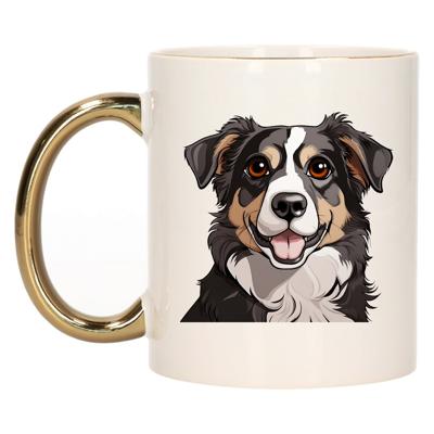 Cadeau mok voor honden liefhebbers - Bordercollie - goud - Cartoon - keramiek - 300 ml Cadeau mok voor honden liefhebbers - Bordercollie - goud - Cartoon - keramiek - 300 ml