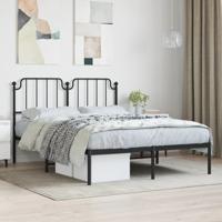 Bedframe met hoofdbord metaal zwart 140x190 cm