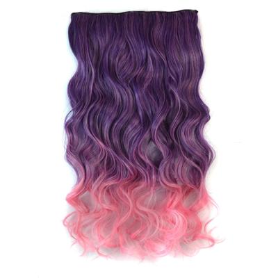 Eendelige naadloze Hair Extension stuk kleur verloop grote golf lang Curling Clip Type haarstukje