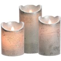 Led kaarsen combi set 3x stuks zilver 10/12 en 15 cm
