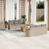 7-delige Loungeset met kussens poly rattan gemengd beige