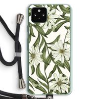Wit bloemenpatroon: Pixel 5a 5G Transparant Hoesje met koord