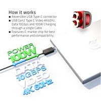 CLUB3D USB Type-C Gen 2 actieve kabel - 4K60Hz, 10Gbps(data) Opladen op 100W M/V 1 m ook geschikt voor Apple Macs - thumbnail