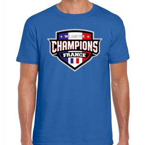 We are the champions France / Frankrijk supporter t-shirt blauw voor heren