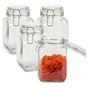 Weckpot/inmaakpot - 4x - Caja - 1.2 L - glas - met beugelsluiting - luchtdicht - 11 x 17 cm