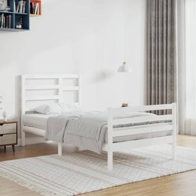 Bedframe massief hout wit 90x200 cm