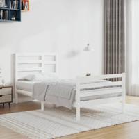 Bedframe massief hout wit 90x200 cm