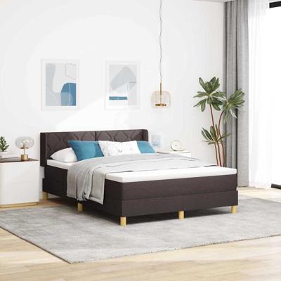 Boxspring bed met matras Donkerbruin en Wit 140 x 200 cm Stof