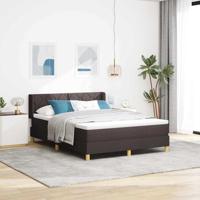 Boxspring bed met matras Donkerbruin en Wit 140 x 200 cm Stof