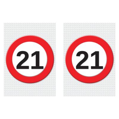 Verjaardag deurposter - 2x - 21 jaar - stopbord - 59 x 84 cm - leeftijd feestartikelen Verjaardag deurposter - 2x - 21 jaar - stopbord - 59 x 84 cm - leeftijd feestartikelen