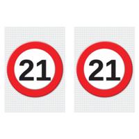 Verjaardag deurposter - 2x - 21 jaar - stopbord - 59 x 84 cm - leeftijd feestartikelen Verjaardag deurposter - 2x - 21 jaar - stopbord - 59 x 84 cm - leeftijd feestartikelen