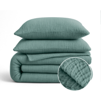 1+1 Gratis Wasbaar Lazy Dekbed Zonder Overtrek - Zonder Overtrek - Katoen Mousseline - Groen - Dekbed-Discounter.nl