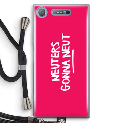 Neuters (roze): Sony Xperia XZ1 Transparant Hoesje met koord