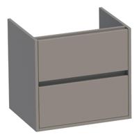 Brauer Adore - Onderkast - 60 cm - met 2 Softclose Lades Greeploos en 1 Sifon Uitsparing - Mat Taupe