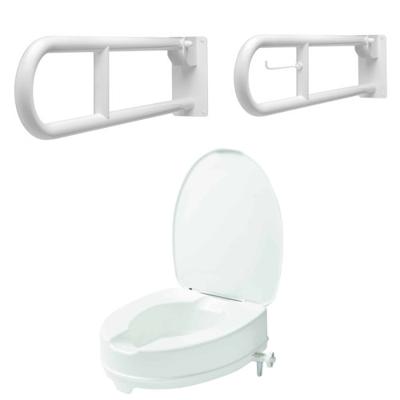 Secucare set S6 toiletbeugels opklapbaar 800mm met wc verhoger met deksel 100mm Secucare set S6 toiletbeugels opklapbaar 800mm met wc verhoger met deksel 100mm