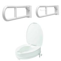Secucare set S6 toiletbeugels opklapbaar 800mm met wc verhoger met deksel 100mm