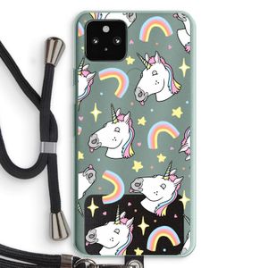 Rainbow Unicorn: Pixel 5a 5G Transparant Hoesje met koord