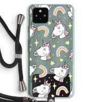 Rainbow Unicorn: Pixel 5a 5G Transparant Hoesje met koord