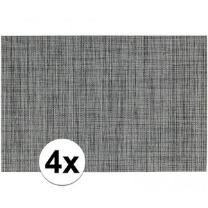 4x Placemats met geweven print grijs 45 x 30 cm