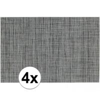 4x Placemats met geweven print grijs 45 x 30 cm - thumbnail