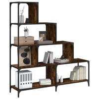 Boekenkast 4-laags 139x33,5x149 cm bewerkt hout gerookt eiken