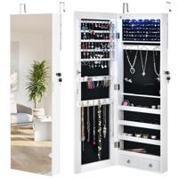 Spiegelend Juwelenkabinet Afsluitbaar Wand/Deur Montage 36 x 10 x 108 cm Wit