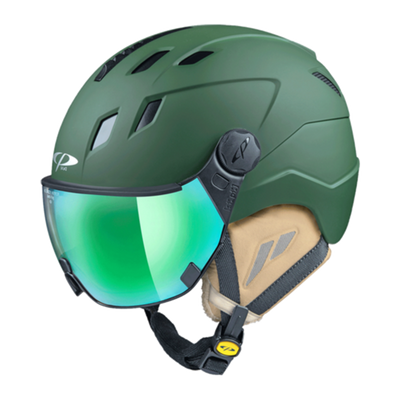 CP Corao+ skihelm groen met single spiegel vizier (3 Keuzes) - zeer veilig