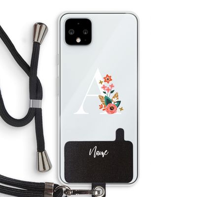 Pink Bouquet: Pixel 4 XL Transparant Hoesje met koord