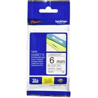 Brother lettertape TZE-211 wit/zwart 6 mm