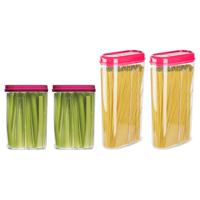 Voedselcontainers set - 4 stuks - roze - 2350ml en 1500ml - kunststof - voorraadpot/strooibus - thumbnail