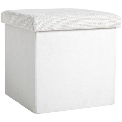 2e Halve Prijs Leen Bakker - Opbergbox Opvouwbaar - Off-white - 38x38x38 Cm - MDF/Polyester - Crème