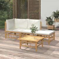 4-delige Loungeset met kussens bamboe crèmewit