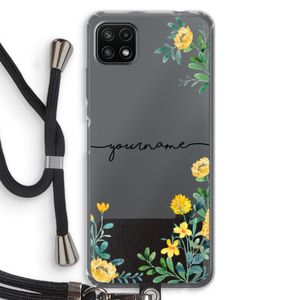Gele bloemen: Samsung Galaxy A22 5G Transparant Hoesje met koord