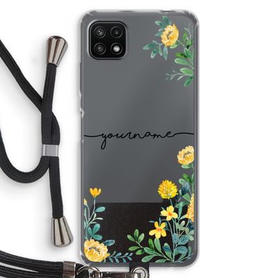 Gele bloemen: Samsung Galaxy A22 5G Transparant Hoesje met koord