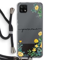 Gele bloemen: Samsung Galaxy A22 5G Transparant Hoesje met koord
