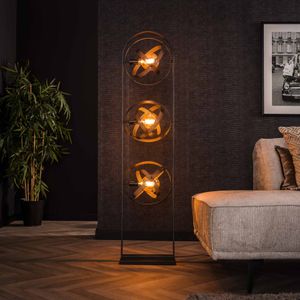 LifestyleFurn Vloerlamp 'Denton' Artic black, 3-lamps