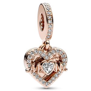 Pandora 789402C01 Hangbedel Heart and Mum zilver-zirconia rosekleurig-wit