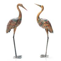 Set van 2 Tuinbeelden Kraanich Kraanbeeldhouwwerken Metaal Kraan Sculpturen Kraandecoratie Decoratief Vogelsculptuur