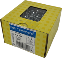 Pgb-Europe Pgb-fasteners universele spaanplaatschroef vk-t voldraad verzonken kop ø4,0x40 zn tx20 | 200 st | pgwvtv001004000403