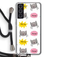 Meow: Samsung Galaxy S21 FE Transparant Hoesje met koord