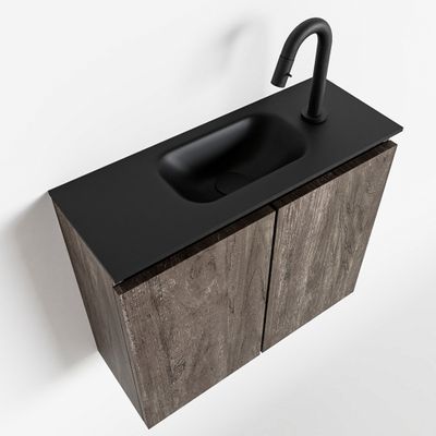 Toiletmeubel Mondiaz Ture | 60 cm | Meubelkleur Dark brown | Eden wastafel Urban Midden | 1 kraangat