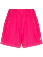 Moncler short en velours à patch logo - Rose