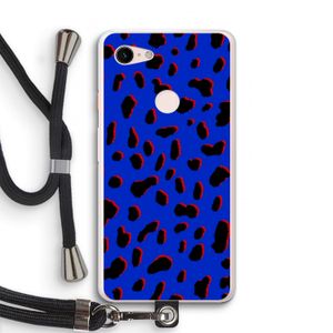 Blue Leopard: Pixel 3 XL Transparant Hoesje met koord