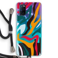 Colored Zebra: Oppo A72 Transparant Hoesje met koord Colored Zebra: Oppo A72 Transparant Hoesje met koord
