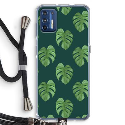 Monstera leaves: Motorola Moto G9 Plus Transparant Hoesje met koord